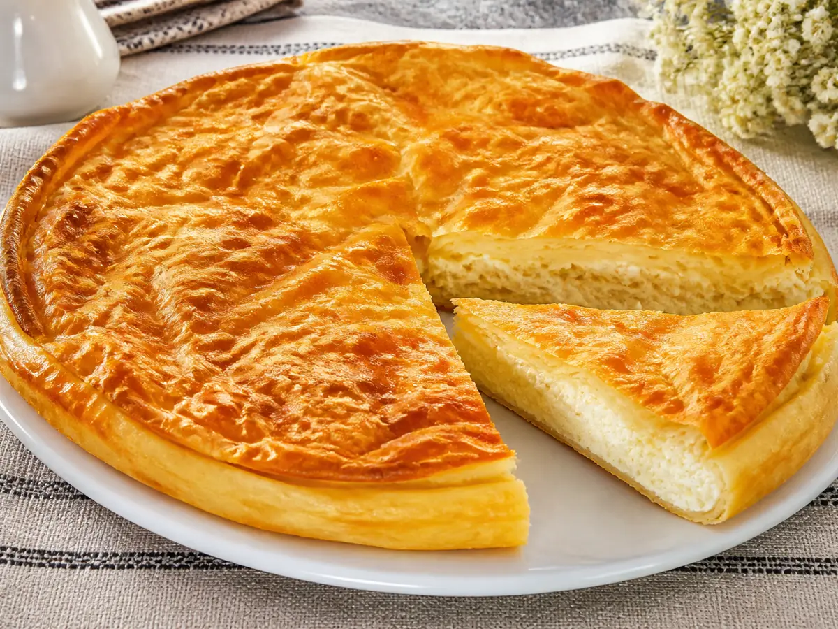 Пирог с сыром из слоёного теста