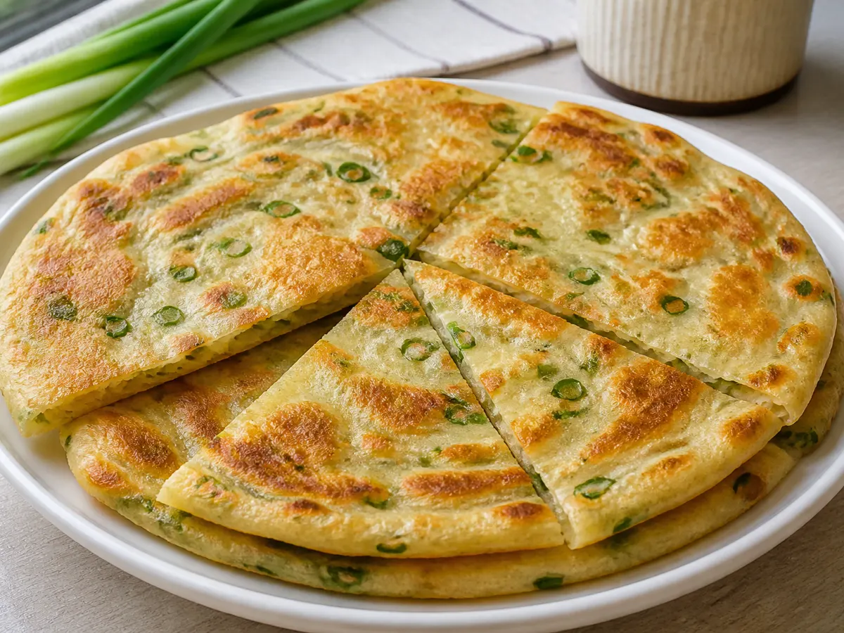 Слоёные лепёшки с зелёным луком