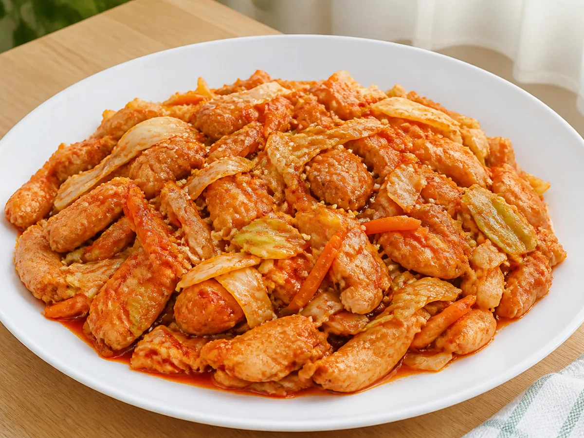 Острая курица с капустой