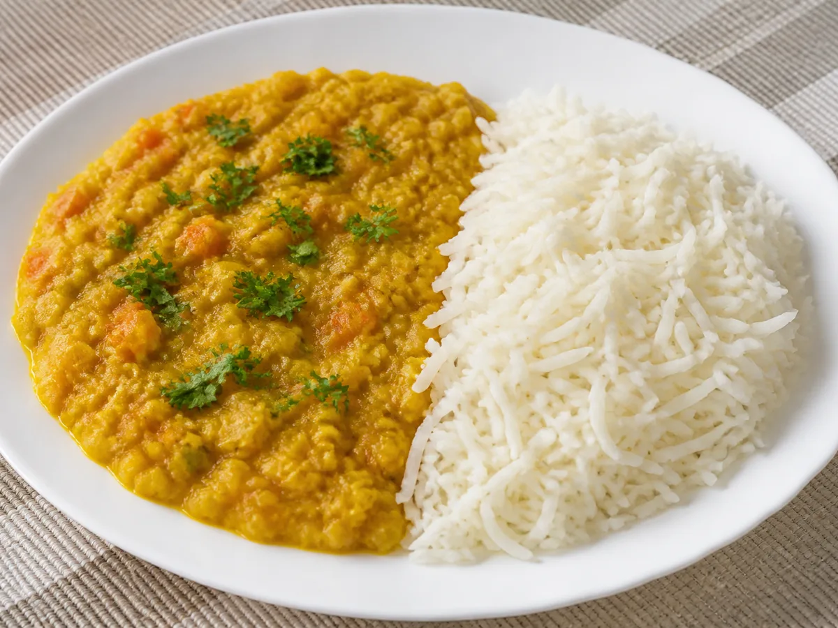 Чечевица с карри и рисом