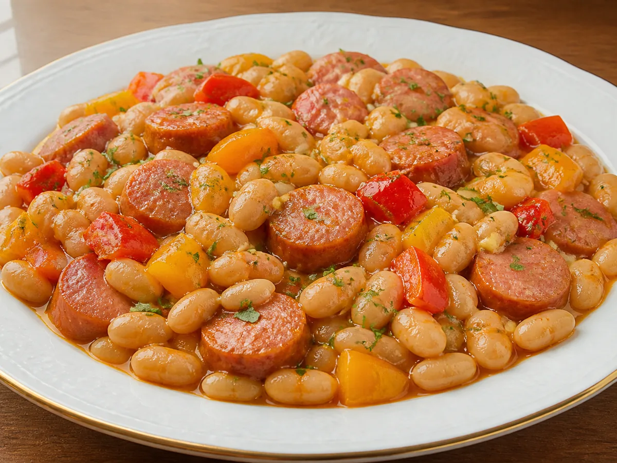 Фасоль с колбасками
