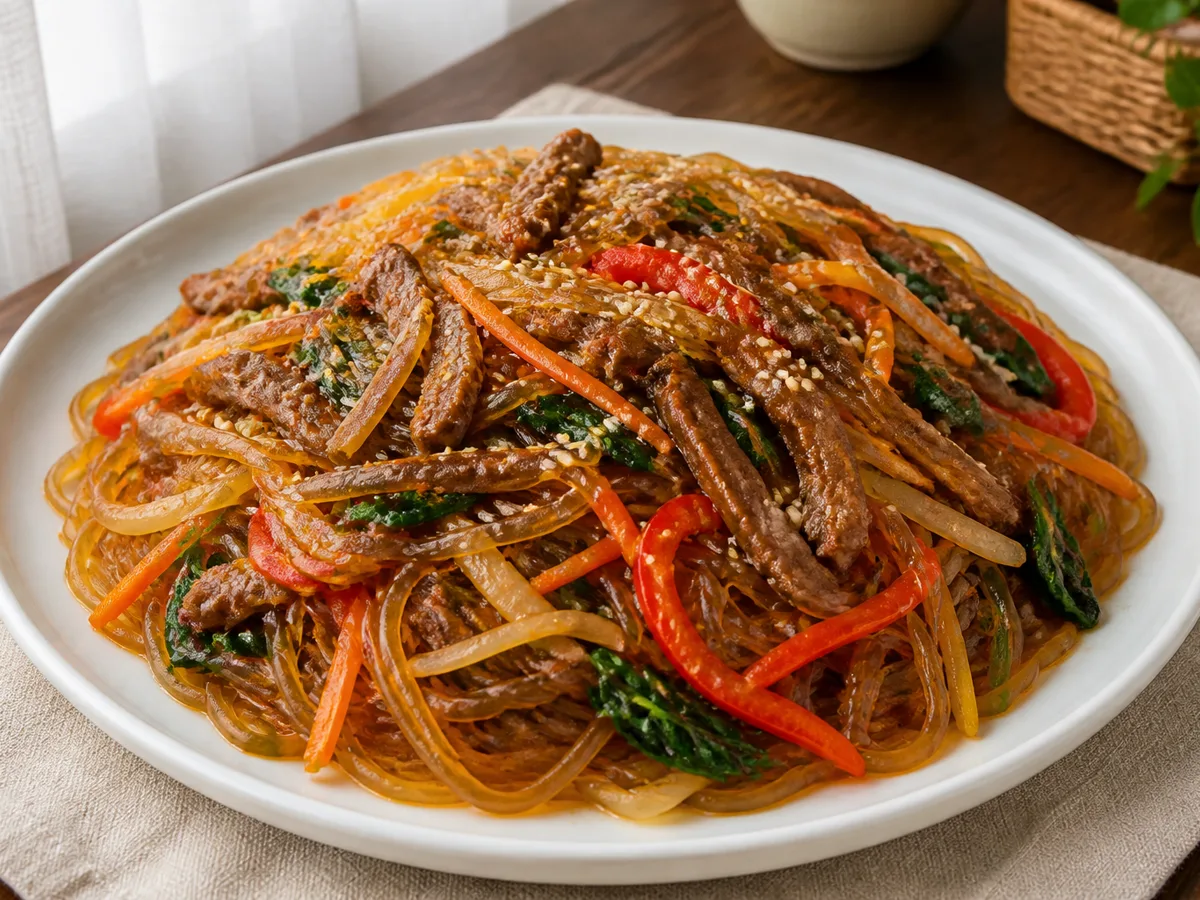 Стеклянная лапша с говядиной и овощами