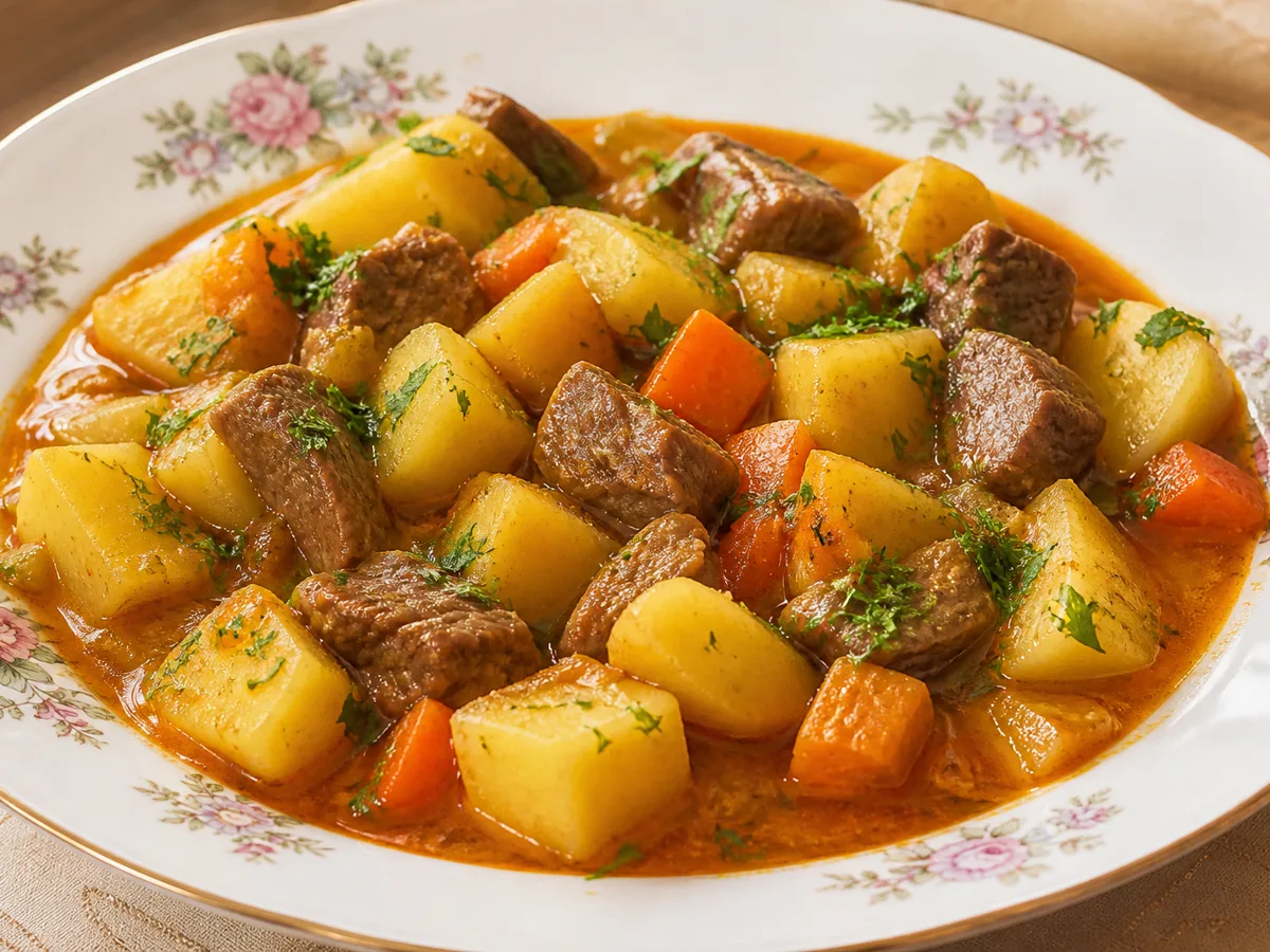 Тушёная картошка со свининой