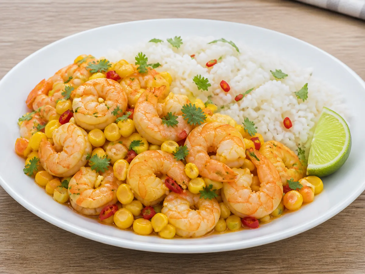 Креветки с кукурузой