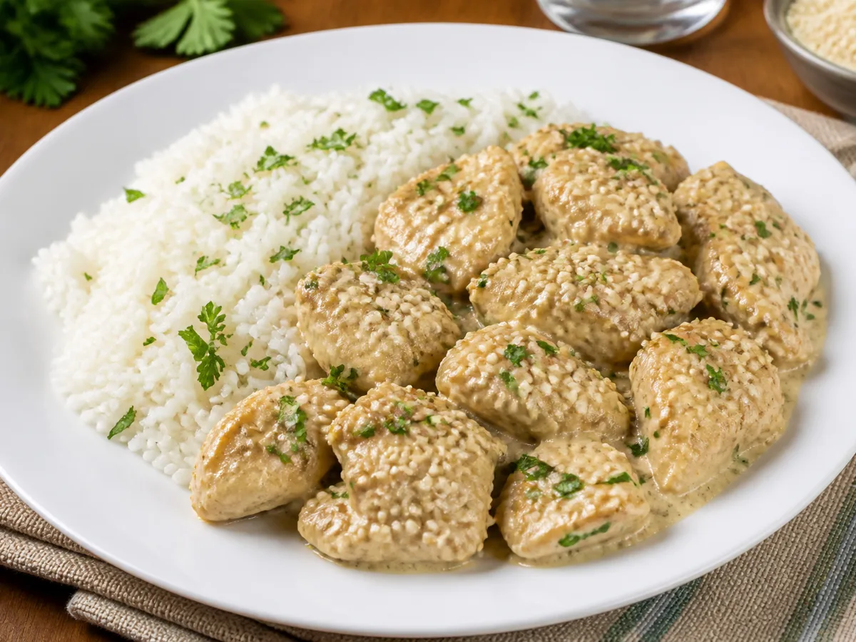 Курица с тахини и рисом