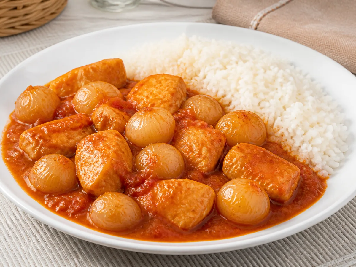 Курица с луком и корицей
