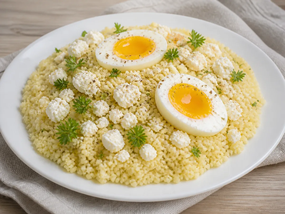 Кускус с фетой и яйцом