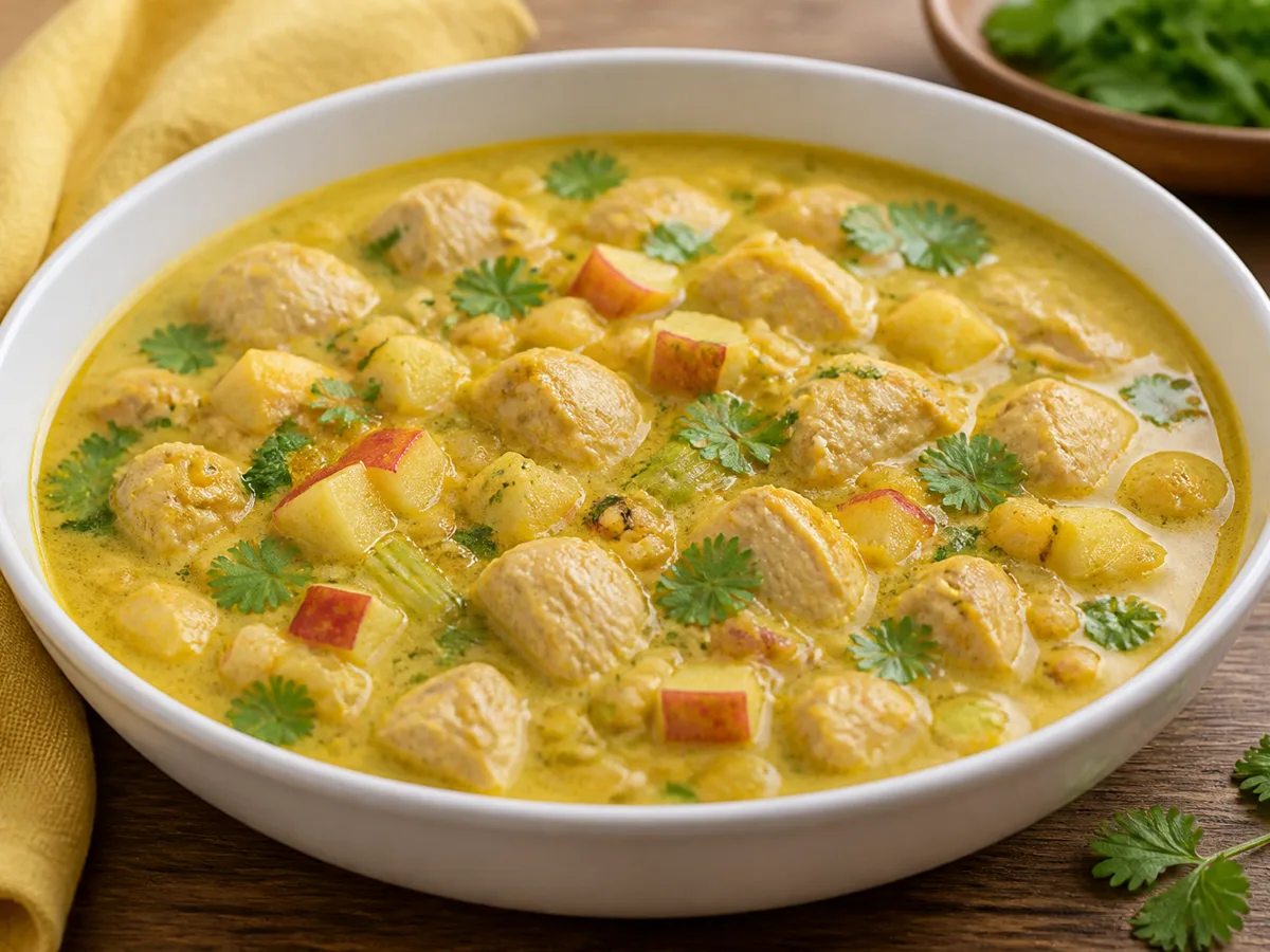 Куриный суп с яблоком и карри