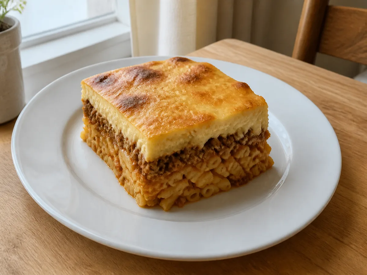 Макароны с фаршем и йогуртом