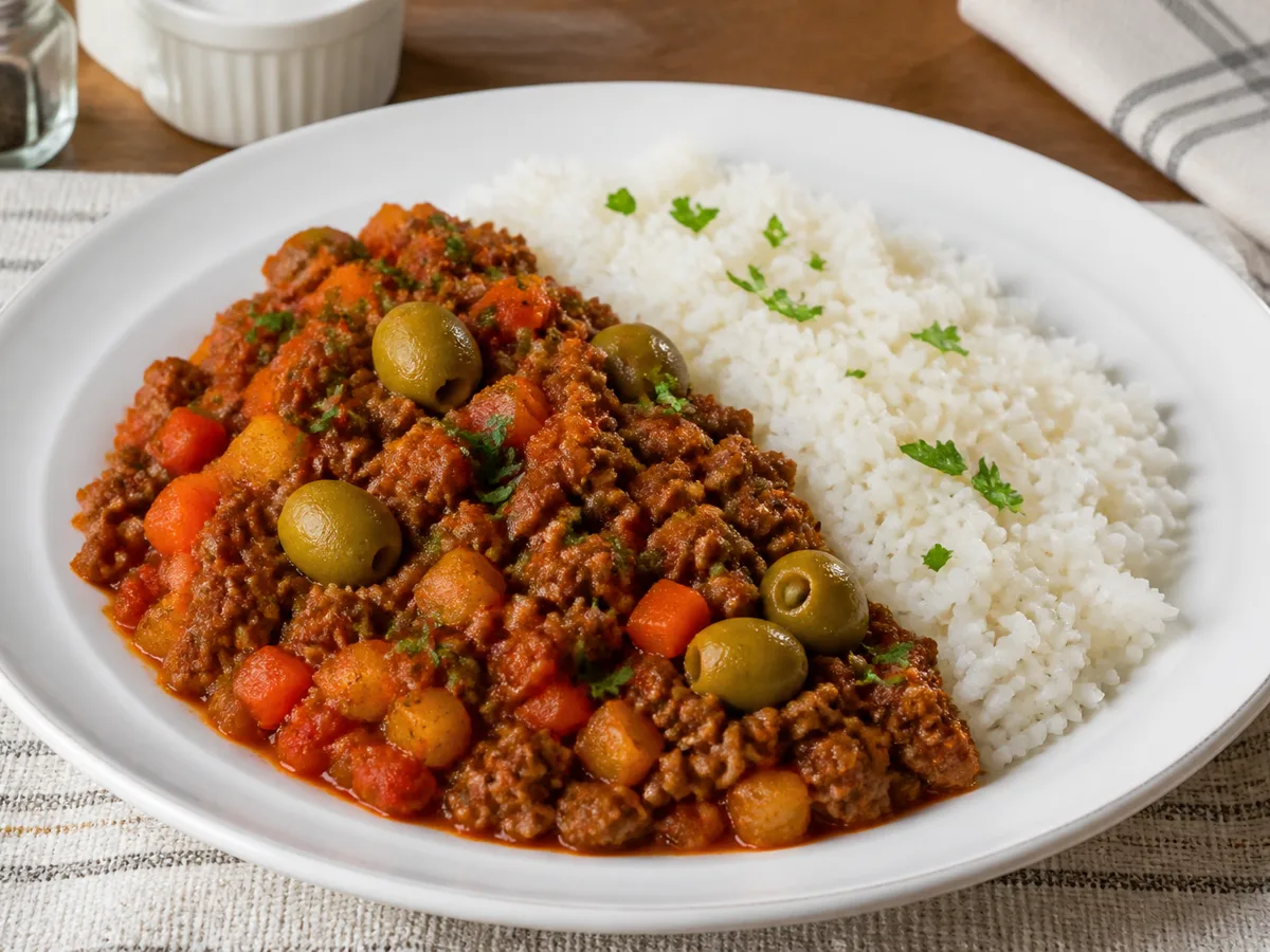 Фарш с оливками и рисом