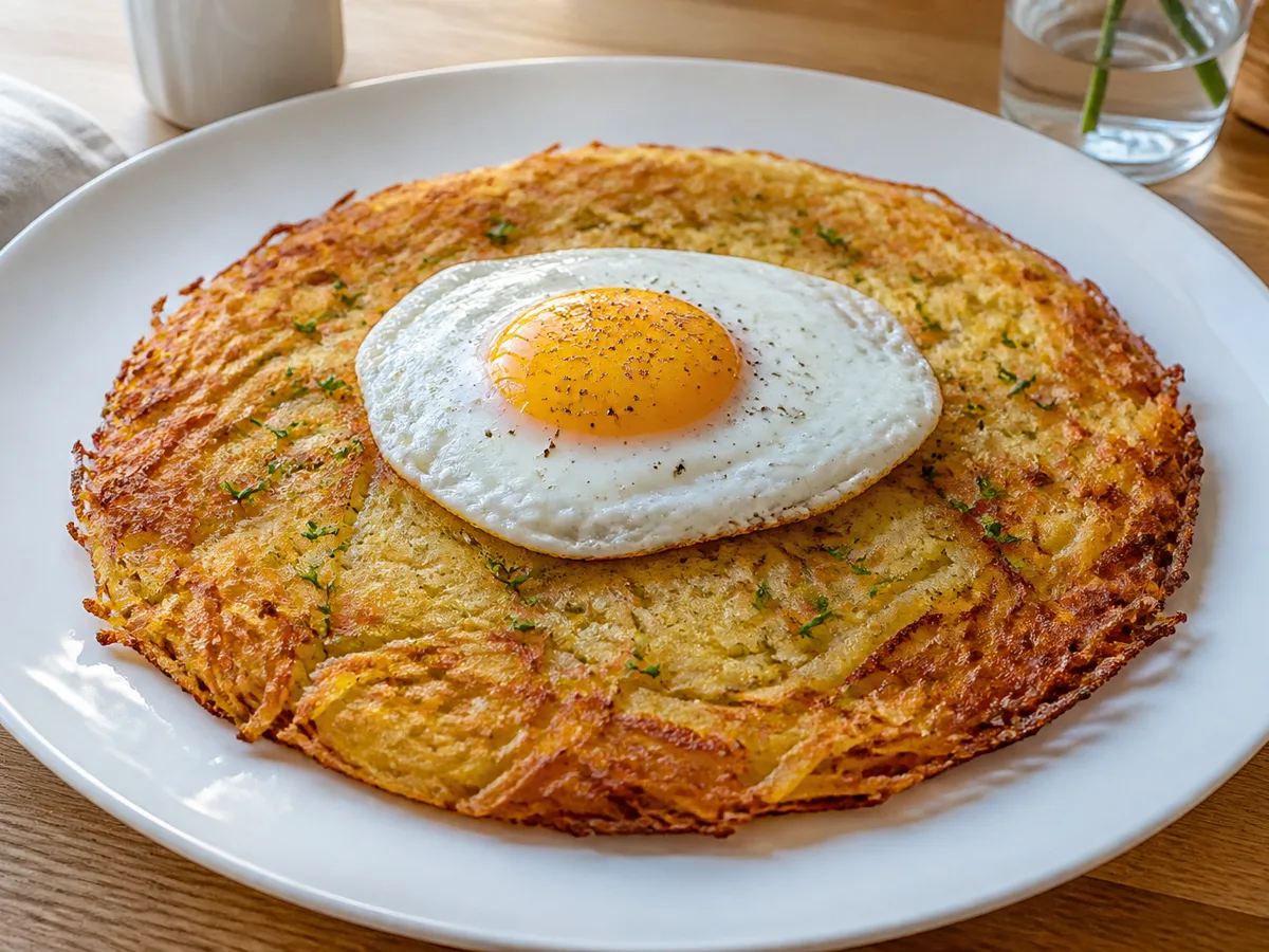 Картофельная лепёшка с яйцом