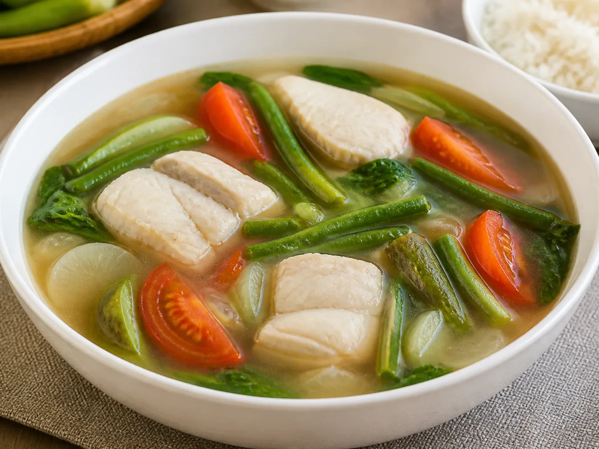 Кислый рыбный суп с овощами