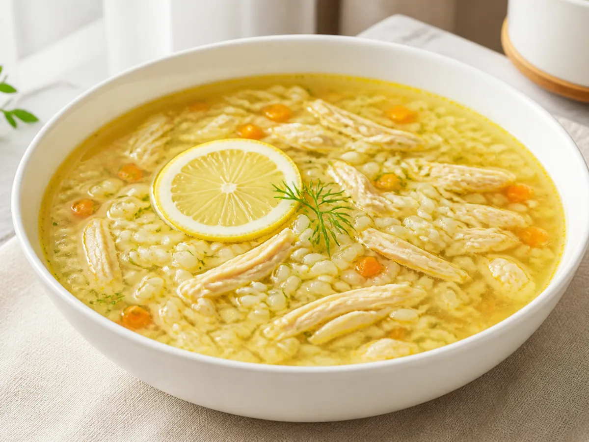 Куриный суп с рисом и лимоном