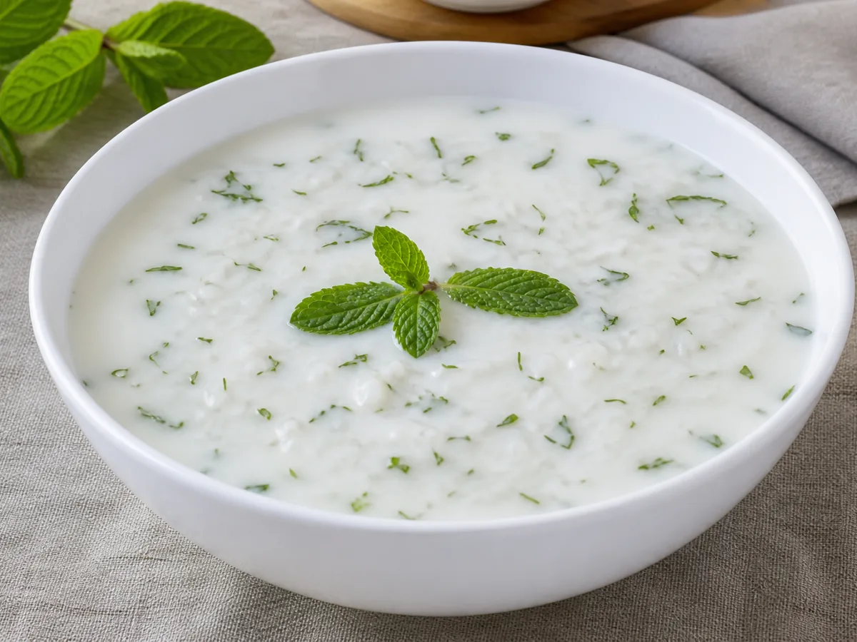 Суп с йогуртом и мятой