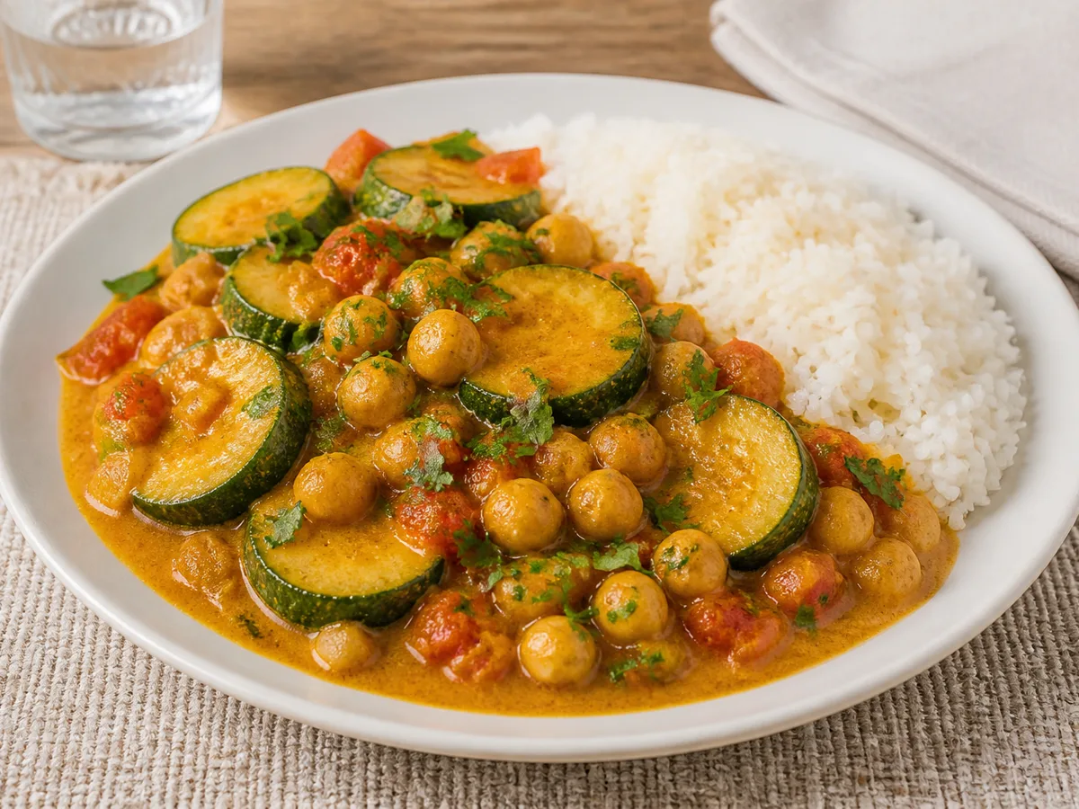 Кабачки с нутом и карри