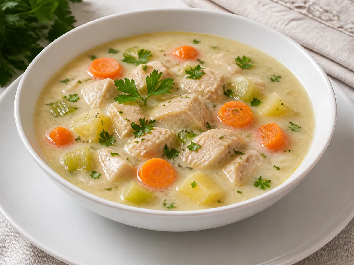 Куриный суп со сливками и овощами