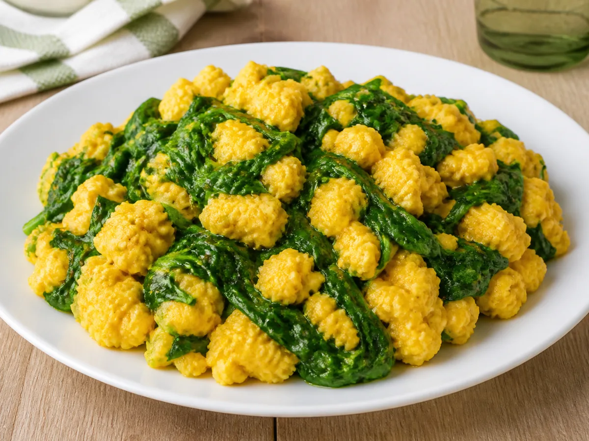 Яичница со шпинатом и куркумой